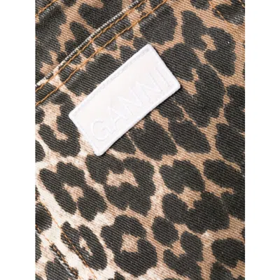 Ganni Jeans Brown In Animal Print