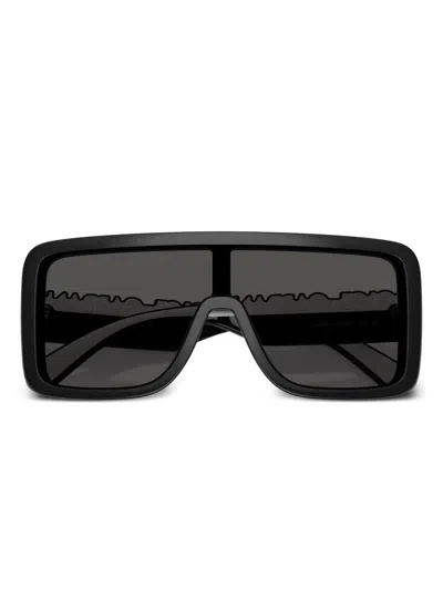 Dolce & Gabbana Logo Rectangle-frame Sunglasses In Black