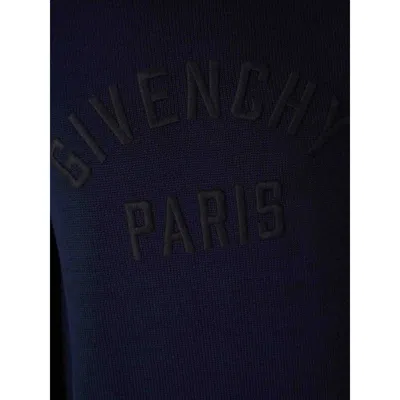 Givenchy Turtleneck Sweater In Cotton With Paris Embroidery Clothing In Blue