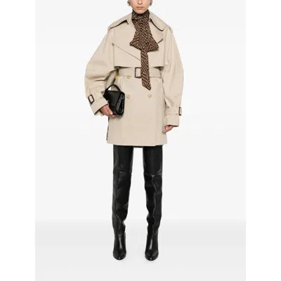 Givenchy Womens Beige Mustard Belted Notch-lapels Cotton Trench Coat In Neutral