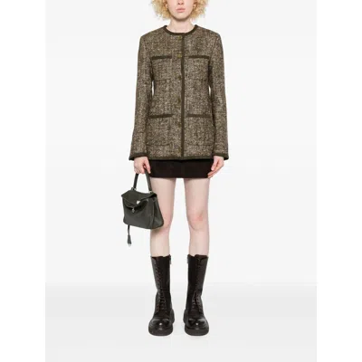Golden Goose Journey Ws Long Boxy Jacket W Patch Pockets And Leather Details In Brown