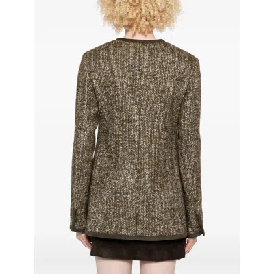 Golden Goose Journey Ws Long Boxy Jacket W Patch Pockets And Leather Details In Brown