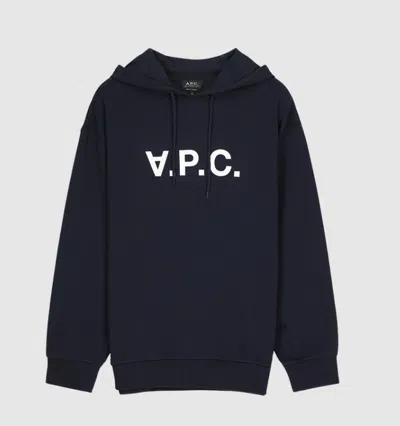 Apc A.p.c. Milo Hoodie With Flocked Logo Print In Black