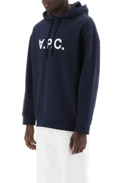 Apc A.p.c. Milo Hoodie With Flocked Logo Print In Black