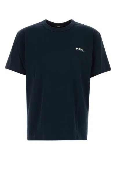 Apc A.p.c. A.p.c. Blue T-shirt With Embroidered Logo In Blue