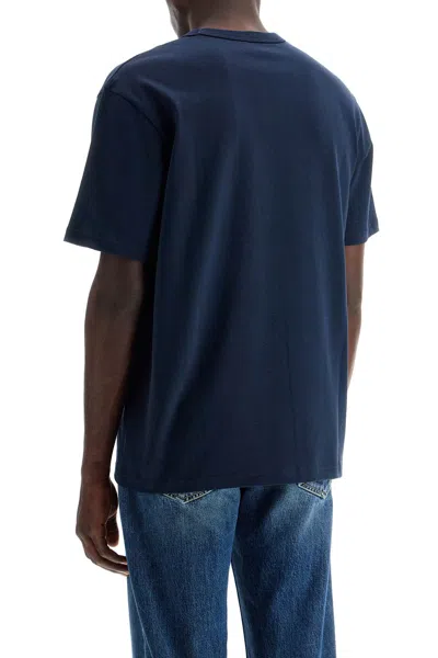 Apc A.p.c. A.p.c. Blue T-shirt With Embroidered Logo In Blue