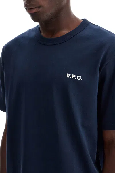 Apc A.p.c. A.p.c. Blue T-shirt With Embroidered Logo In Blue