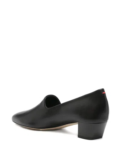 Aeyde 40mm Almond-toe Block-heel Loafers In Black