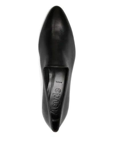 Aeyde 40mm Almond-toe Block-heel Loafers In Black