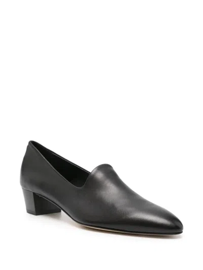 Aeyde 40mm Almond-toe Block-heel Loafers In Black