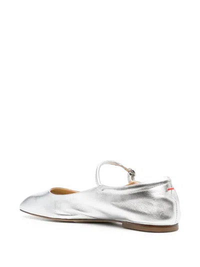 Aeyde 10mm Uma Laminated Leather Ballerina In Silver