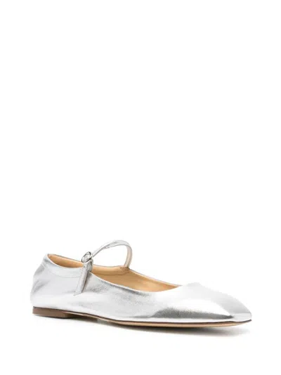 Aeyde 10mm Uma Laminated Leather Ballerina In Silver