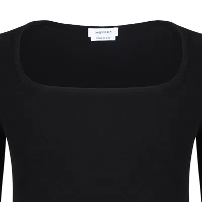 Alexander Mcqueen Black Viscose Polyester Top In Black