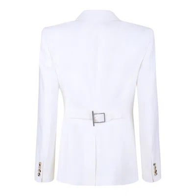 Alexander Mcqueen White Tailored Jacket With Structured Lapels In White