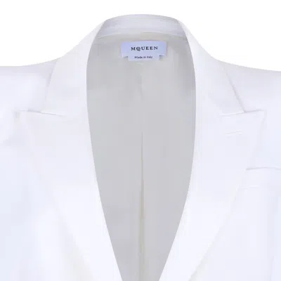 Alexander Mcqueen White Tailored Jacket With Structured Lapels In White