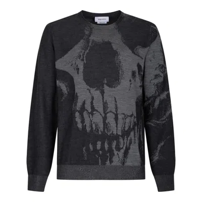 Alexander Mcqueen Skull Intarsia Wool Melange Crewneck Sweater In Multi