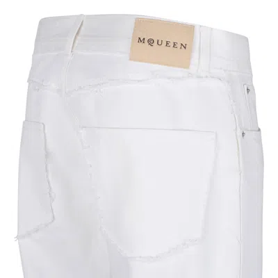 Alexander Mcqueen Optical White Cotton Jeans In Multi