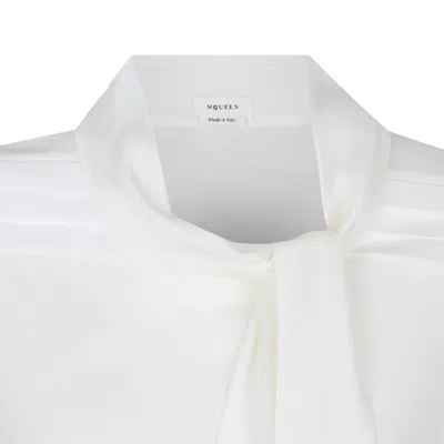 Alexander Mcqueen Soft White Silk Shirts In Red