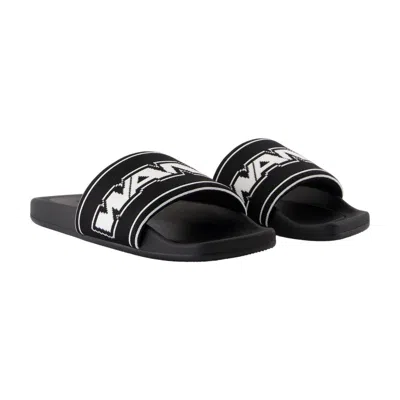 Alexander Wang Aw Webbing Pool Slides In Black
