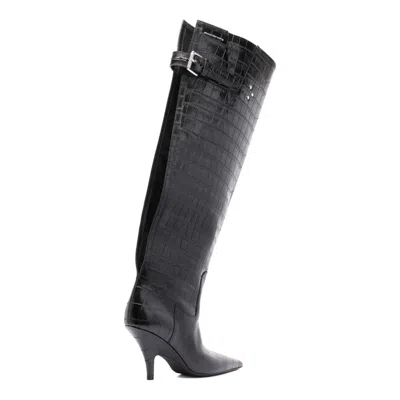 Alexander Wang Black Goat Leather Suede Boots In Black