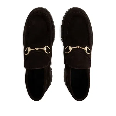 Gucci Sylke Suede Horsebit Booties In Brown