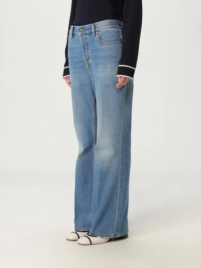 Gucci Jeans Woman Gnawed Blue In Blue
