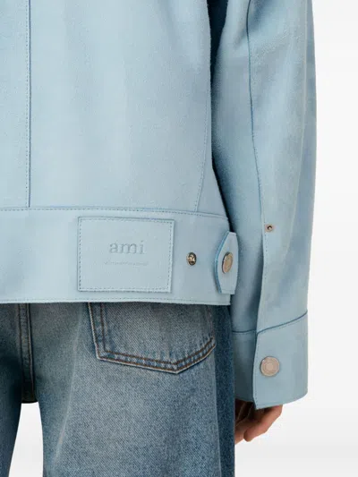 Ami Alexandre Mattiussi Ami Paris Men Suede Giacca Pelle In Blue