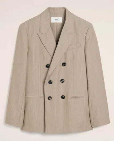 Ami Alexandre Mattiussi Double Breasted Jacket Neutrals For Men In Neutral