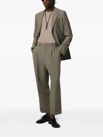 Ami Alexandre Mattiussi Ami Paris Smoke Grey Virgin Wool Trousers In Green