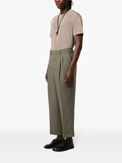 Ami Alexandre Mattiussi Ami Paris Smoke Grey Virgin Wool Trousers In Green
