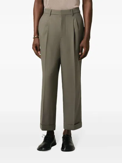 Ami Alexandre Mattiussi Ami Paris Smoke Grey Virgin Wool Trousers In Green