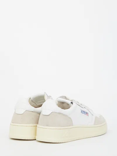 Autry Low-top Sneakers With Beige Suede Overlays In White