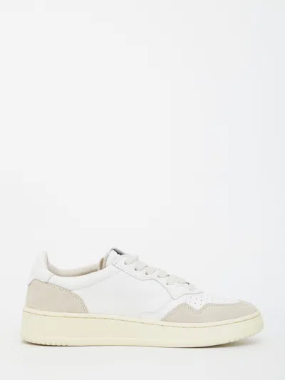 Autry Low-top Sneakers With Beige Suede Overlays In White