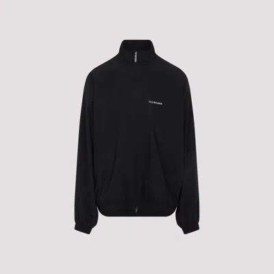 Balenciaga Men Black High Neck Sweatshirt With Logo Lettering On Front And Rear In Tech Fabric Man In Black