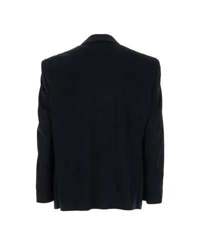 Balenciaga Men Black Single-breasted Jacket With Notched Revers In Wool Woman In Multi
