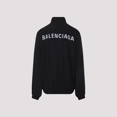 Balenciaga Men Black High Neck Sweatshirt With Logo Lettering On Front And Rear In Tech Fabric Man In Black