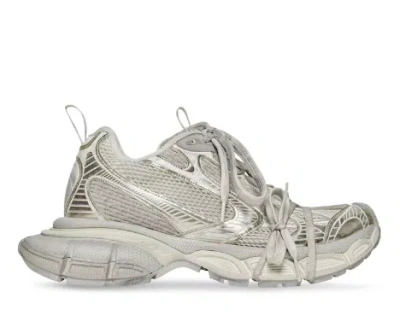 Balenciaga Eggshell Leather Sneakers In Silver