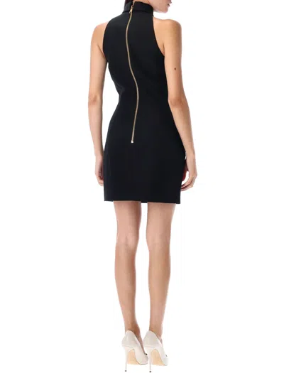 Balmain Black Wool Mini Dress In Black