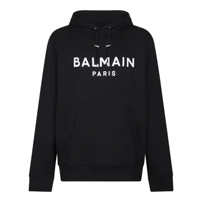 Balmain Noir Blanc Cotton Coats In Black