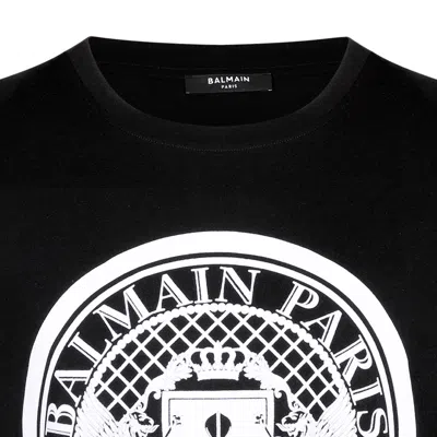 Balmain Noir Blanc Cotton T-shirts And Polos In Black