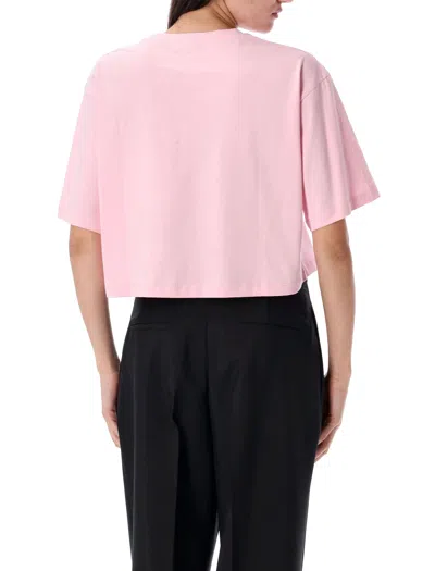 Balmain Printed Logo Cropped T-shirt In Pink