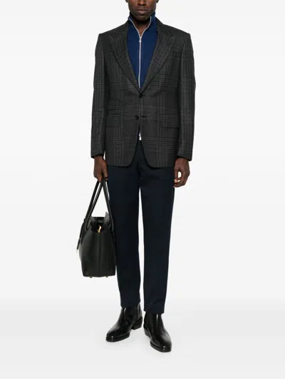 Brunello Cucinelli Cashmere High Neck Zip Cardigan In Blue