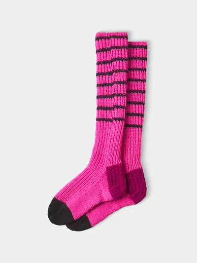 La Fetiche Lyle Hand-knitted Lambswool Fisherman Socks Size: S In Multi