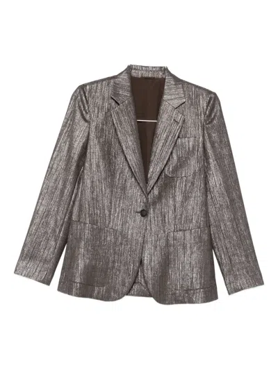 Brunello Cucinelli Single-breasted Lurex Fabric Blazer In Blue