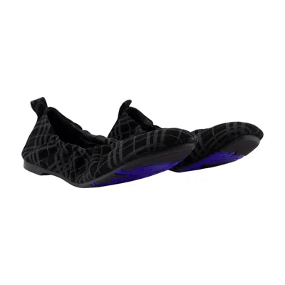 Burberry Baby Check Suede Ballerina Flat In Black