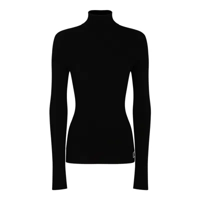 Burberry Fitted Black Sweater With High Neck In Black