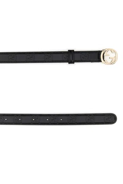 Gucci Logo Plaque Buckled Belt In Black