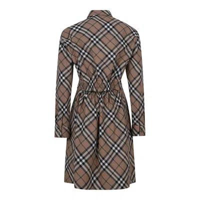 Burberry Linden Ip Check Wool Dresses In Brown