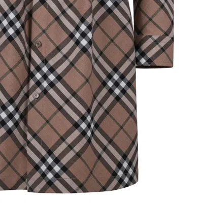 Burberry Linden Ip Check Wool Dresses In Brown