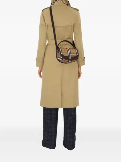 Burberry Women Highlands Crossbody Bag With Check Motif In Multi